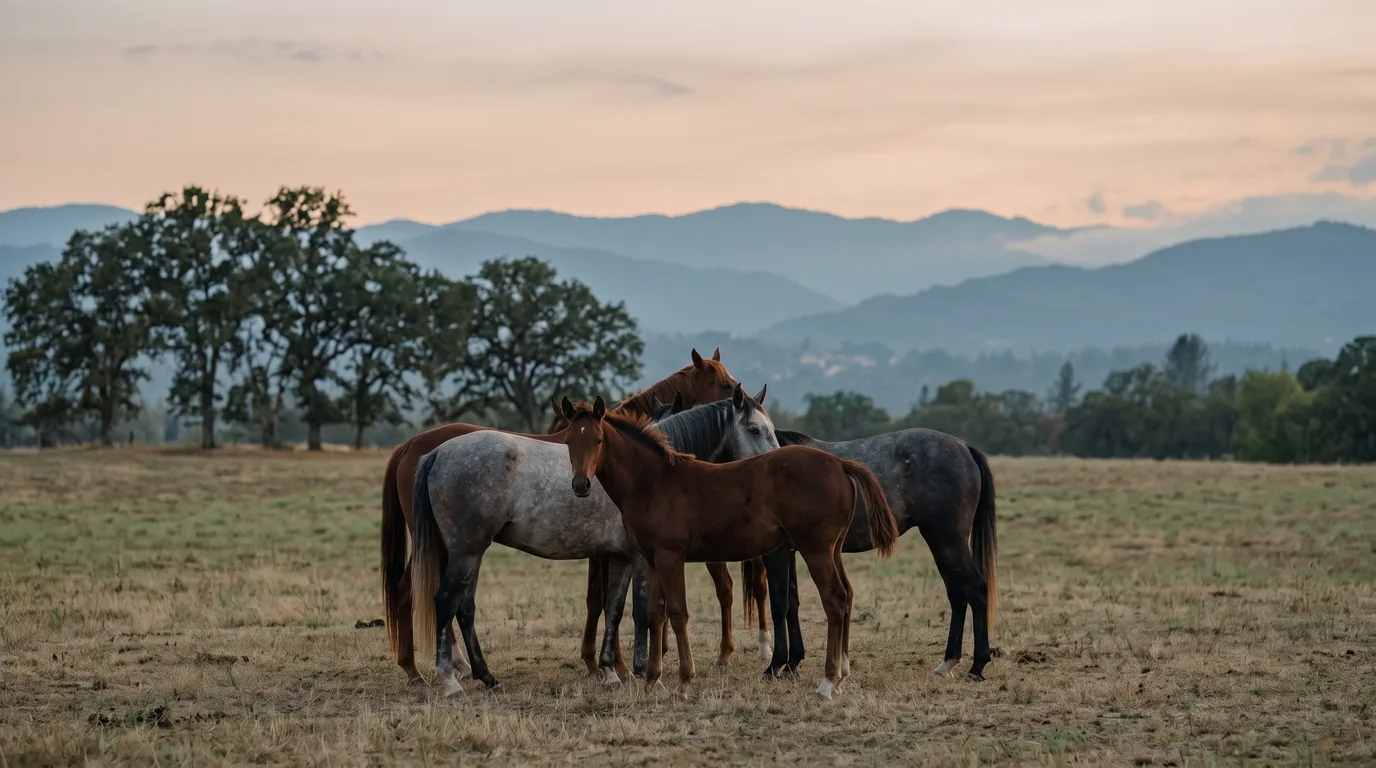 Chevaux en liberté, Ferme équestre de La Loze, Drôme